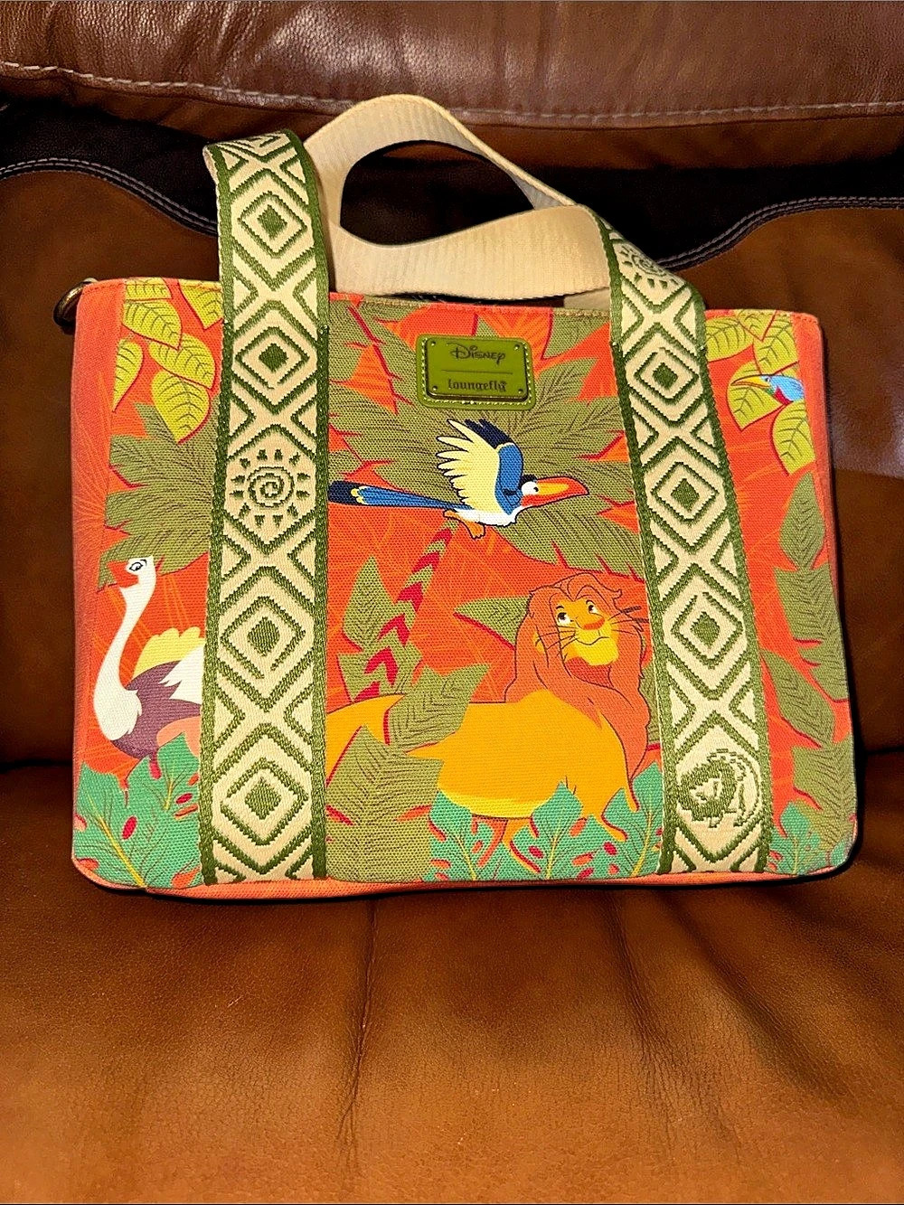 Disney Ion King Print Tote in Orange & Green